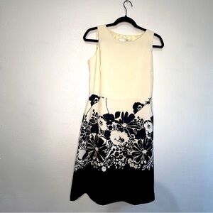 Danny & Nicole sleeveless dress, ivory & black, Sz 4P. Preowned.